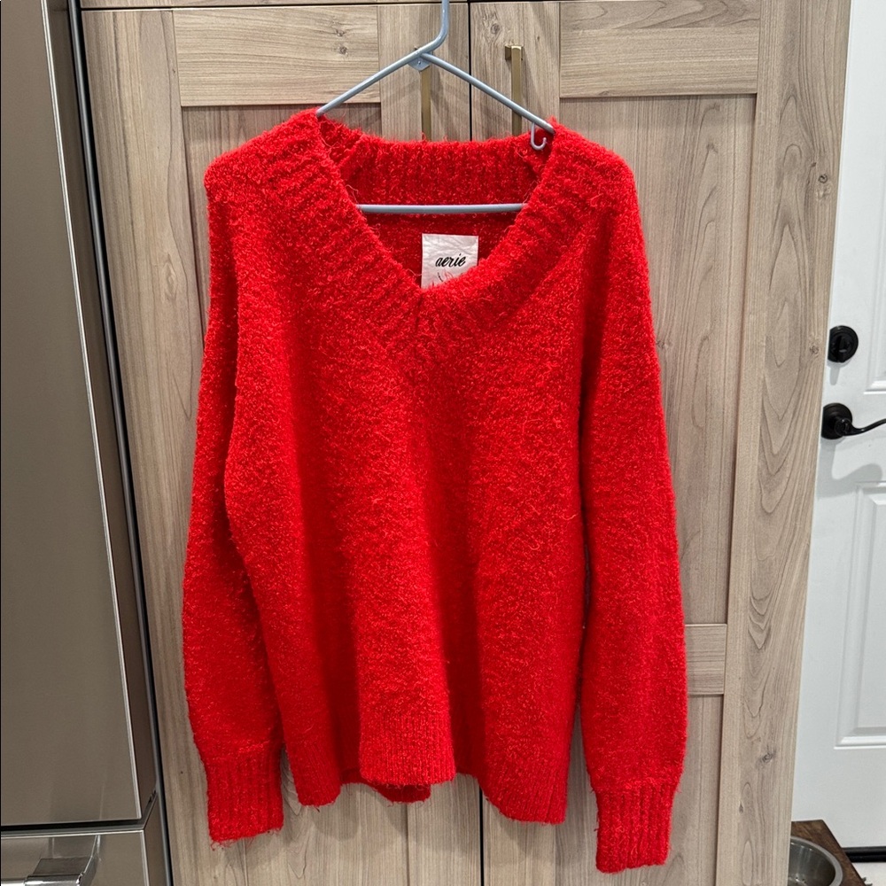 Aerie Vibrant Red V-Neck Sweater